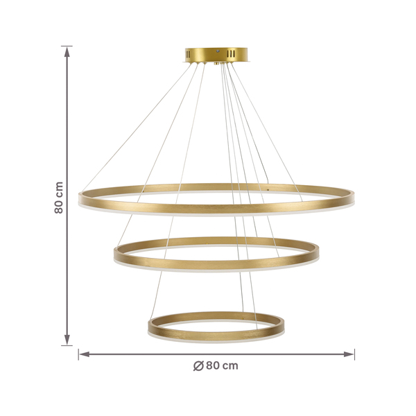 Pendente Cosmos 180 Dourado 3 Aros de Led