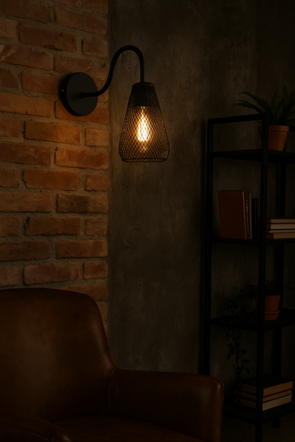 Arandela Cage Aramada Industrial Preta