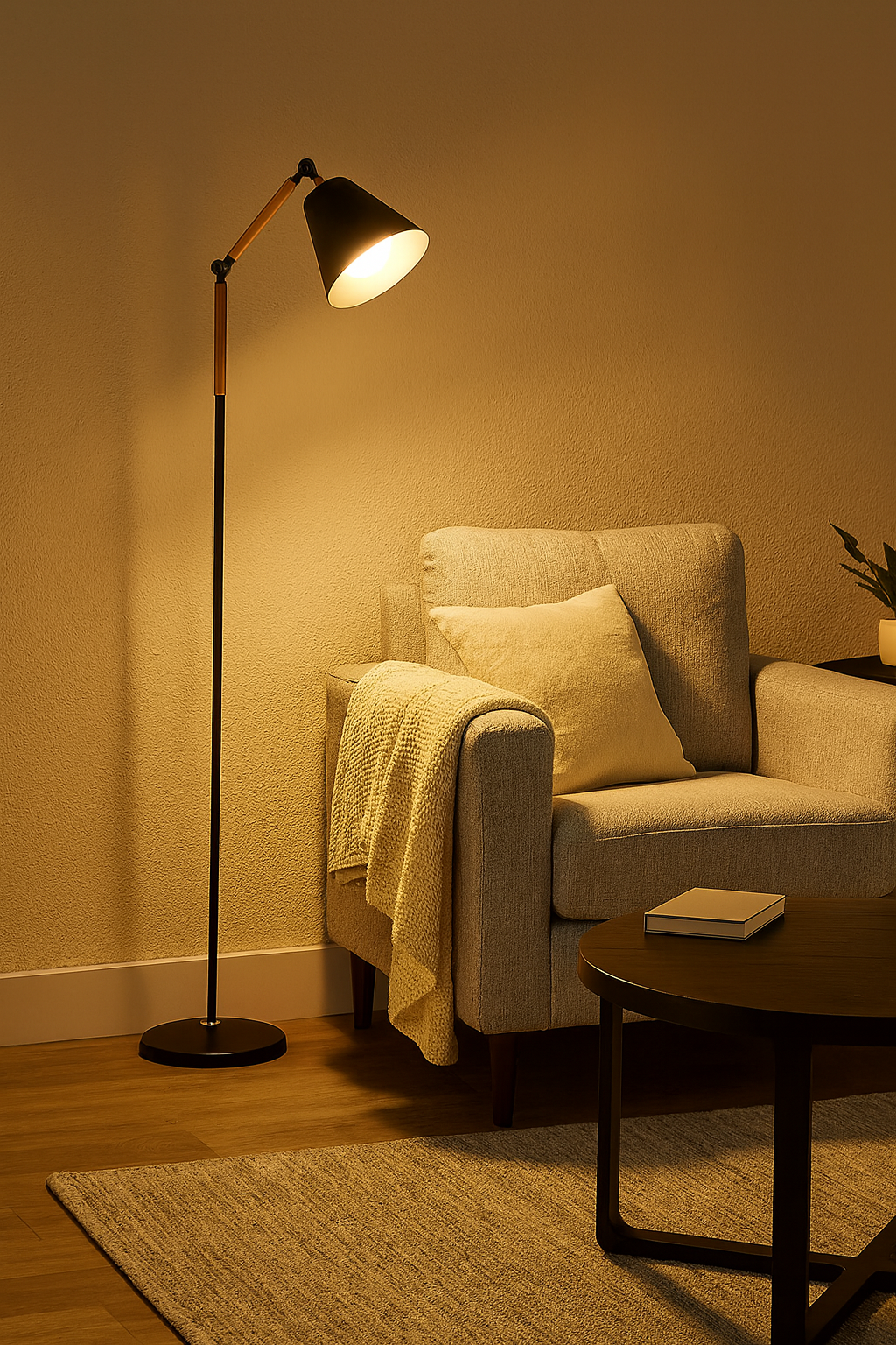 Coluna Orion Preta Com Madeira Luminária ...