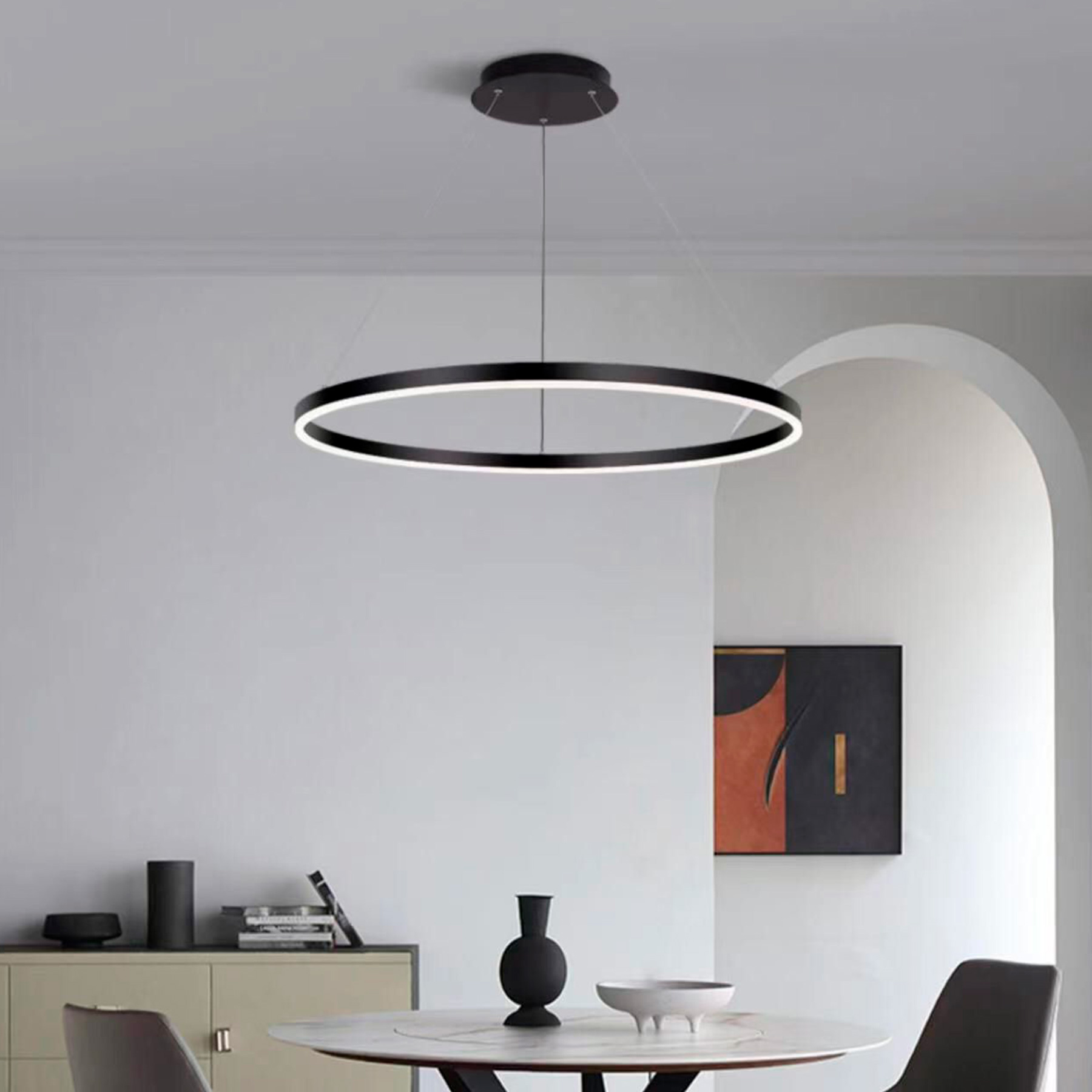 Pendente Cosmos 60 Preto Aro de Led