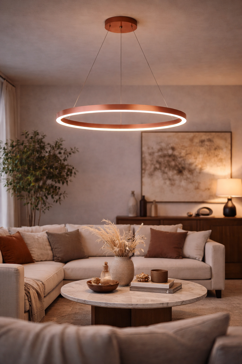 Pendente Cosmos 60 Cobre Aro de Led